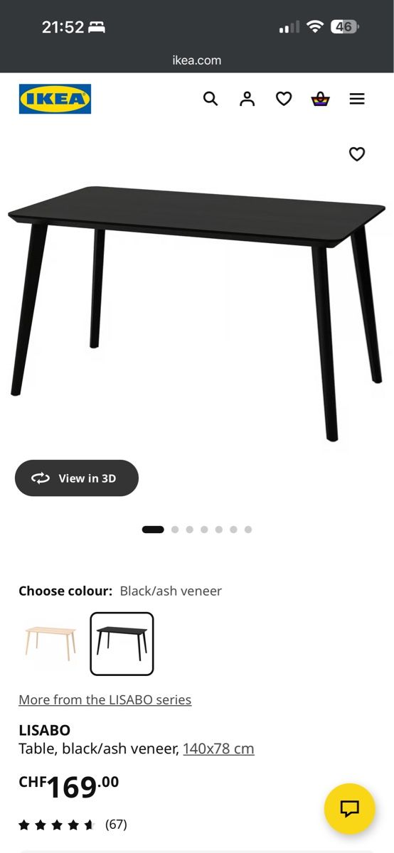 Ikea Tavoli: IKEA - LISABO Table Black 140x78 cm – Nuovo (secondo la descrizione) da Thalwil venduto da Ven.Mic 3