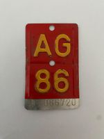Velonummer AG 86 Kanton Aargau 1986 Nummer Velo Fahrrad