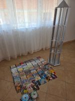 Lot de CD Variés + Meuble de Rangement Design Argenté