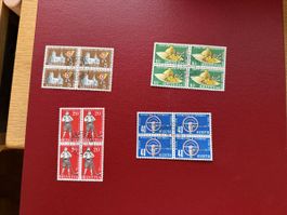 1955 4er Block Satz mit Ausgabetag Stempel 15.2.1955 Bern