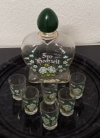 *SCHNAPS - FLASCHE MIT 6 GLÄSCHEN* BEDR/GLAS-DM 3.5/H 5CM