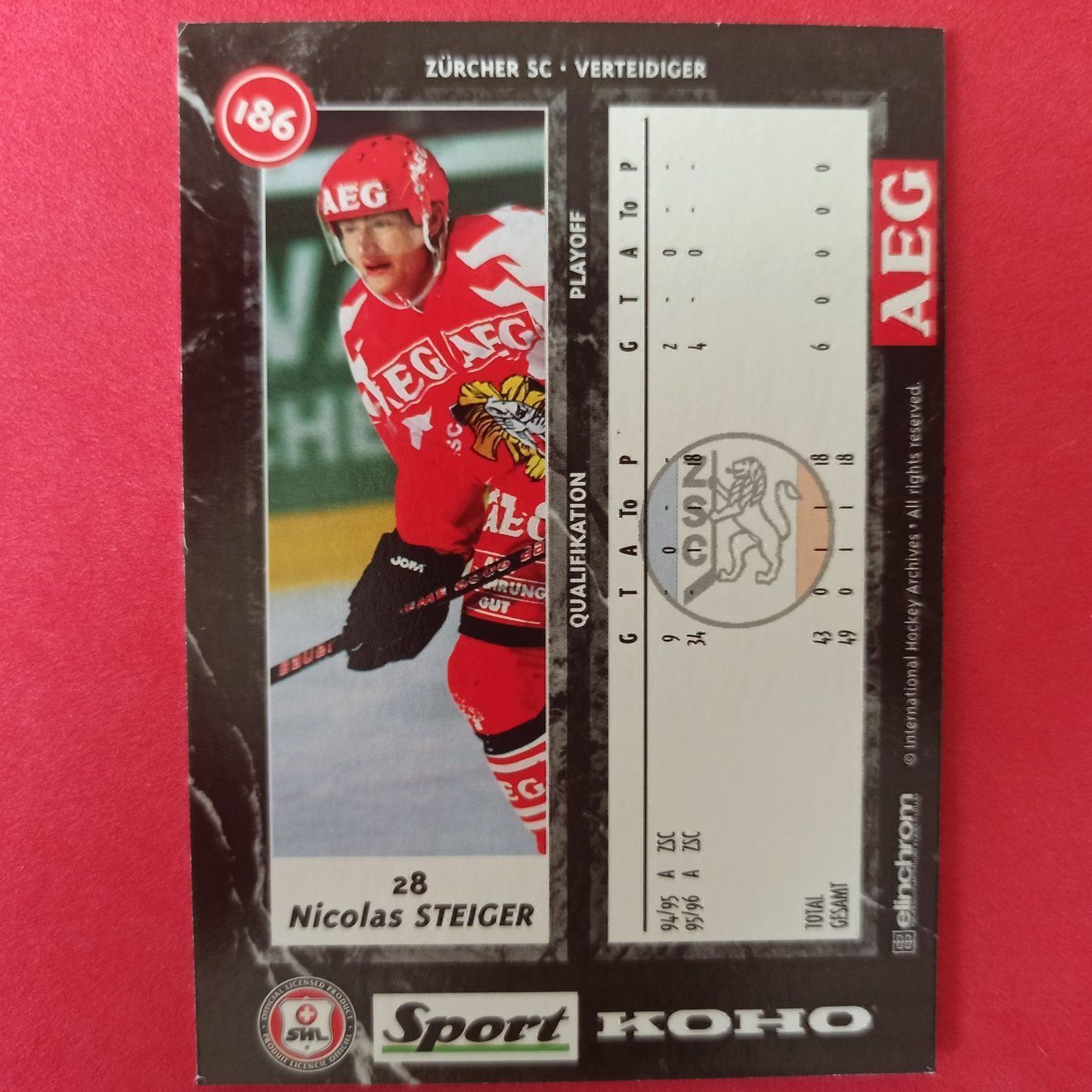 Carte collezionabili: Nicolas Steiger - ZSC CARD - 1996/97 – Usato da Dübendorf venduto da kb86_MOVIE 1