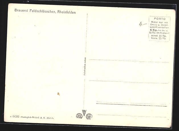 Ansichtskarten: Rheinfelden, Brauerei Feldschlösschen – Gebraucht aus Berlin von bartko-reher 1