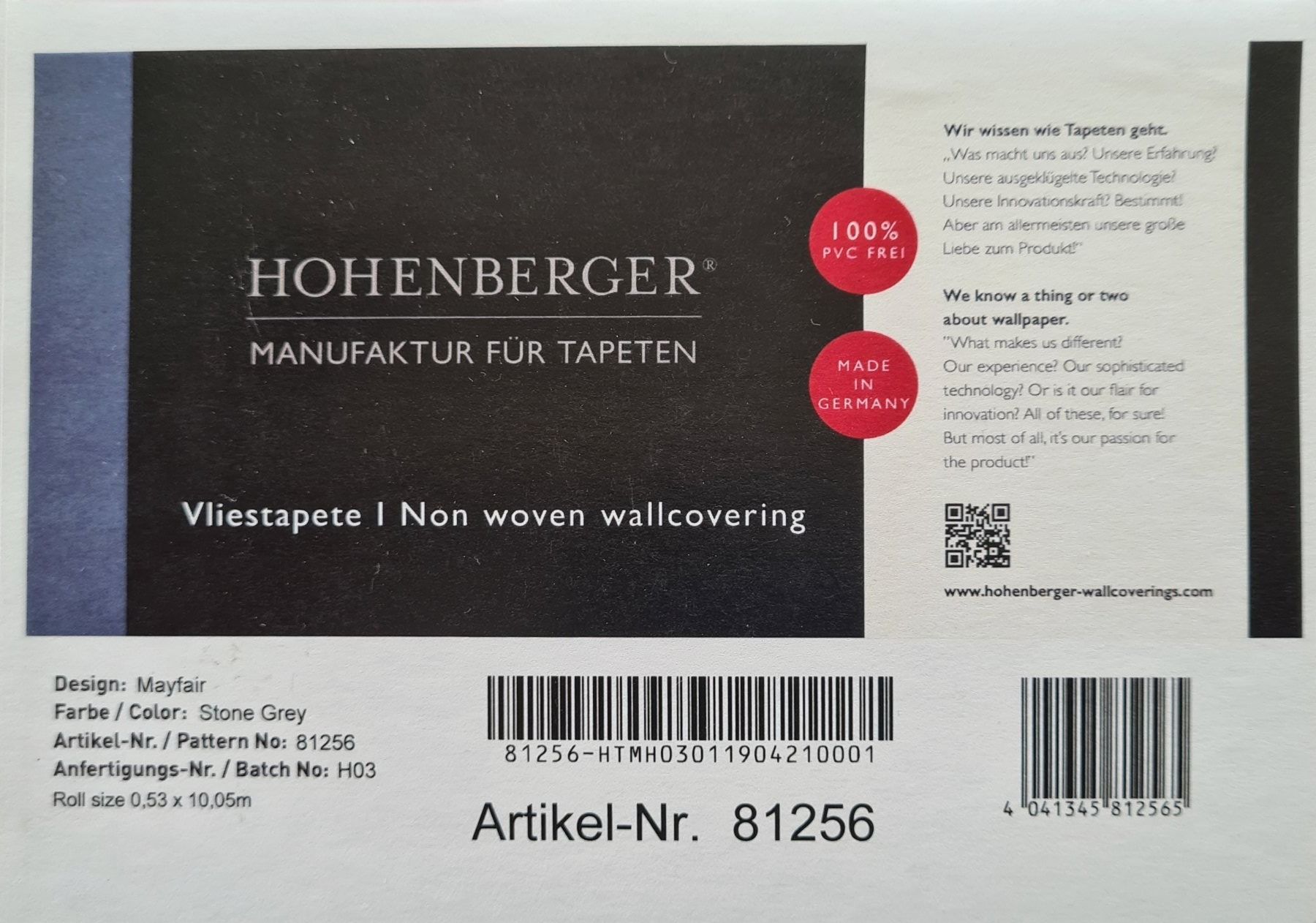Carte da parati: Tapete Mayfair Stone Grey Hohenberger – Nuovo e nell'imballaggio originale da Gunzwil venduto da baer72 1