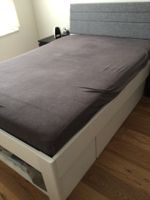 Bett mit Schubladen und Kopfteil grau 140x200cm