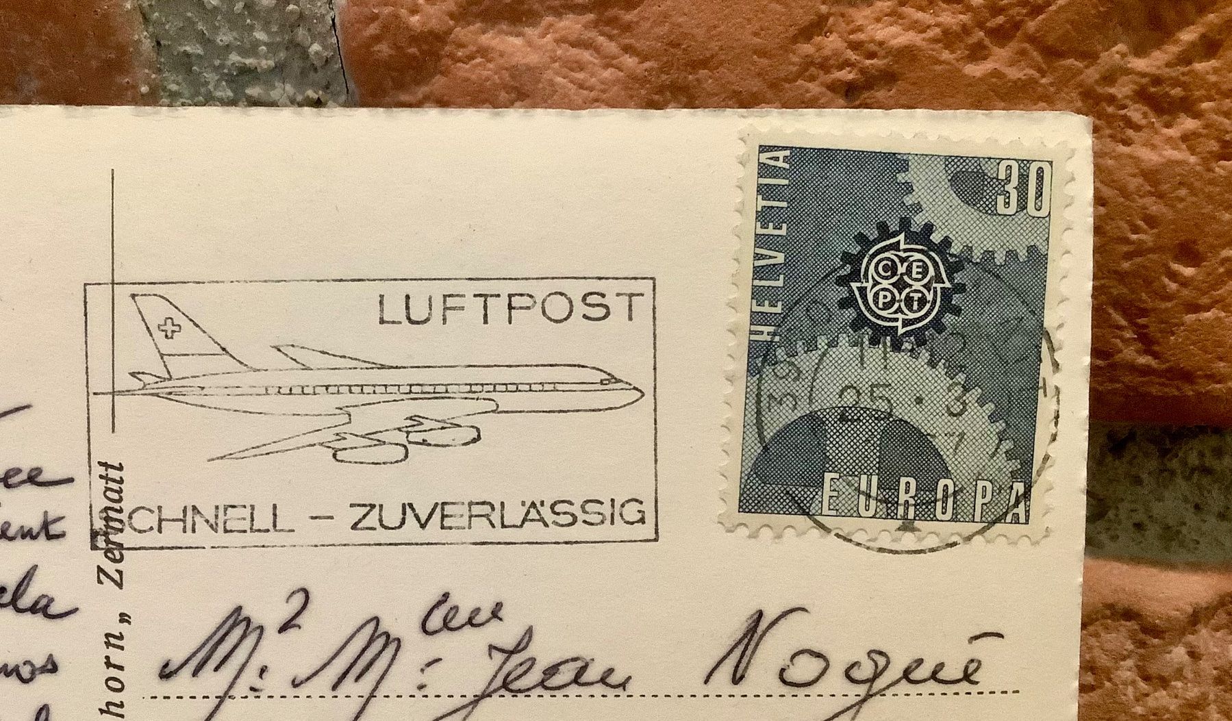 Ansichtskarten: 1967 - WINKELMATTEN mit Matterhorn - Werbe Luftpost Stempel – Gebraucht aus Root von ENGLAND-TREASURES 3