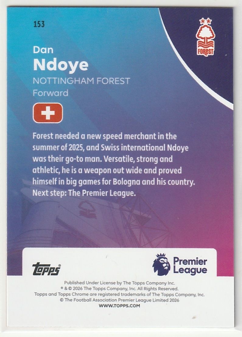 Topps Carte collezionabili: 2026 Topps Chrome Premier League Dan Ndoye Pineapple – Nuovo (secondo la descrizione) da Biel/Bienne venduto da historian-198 1