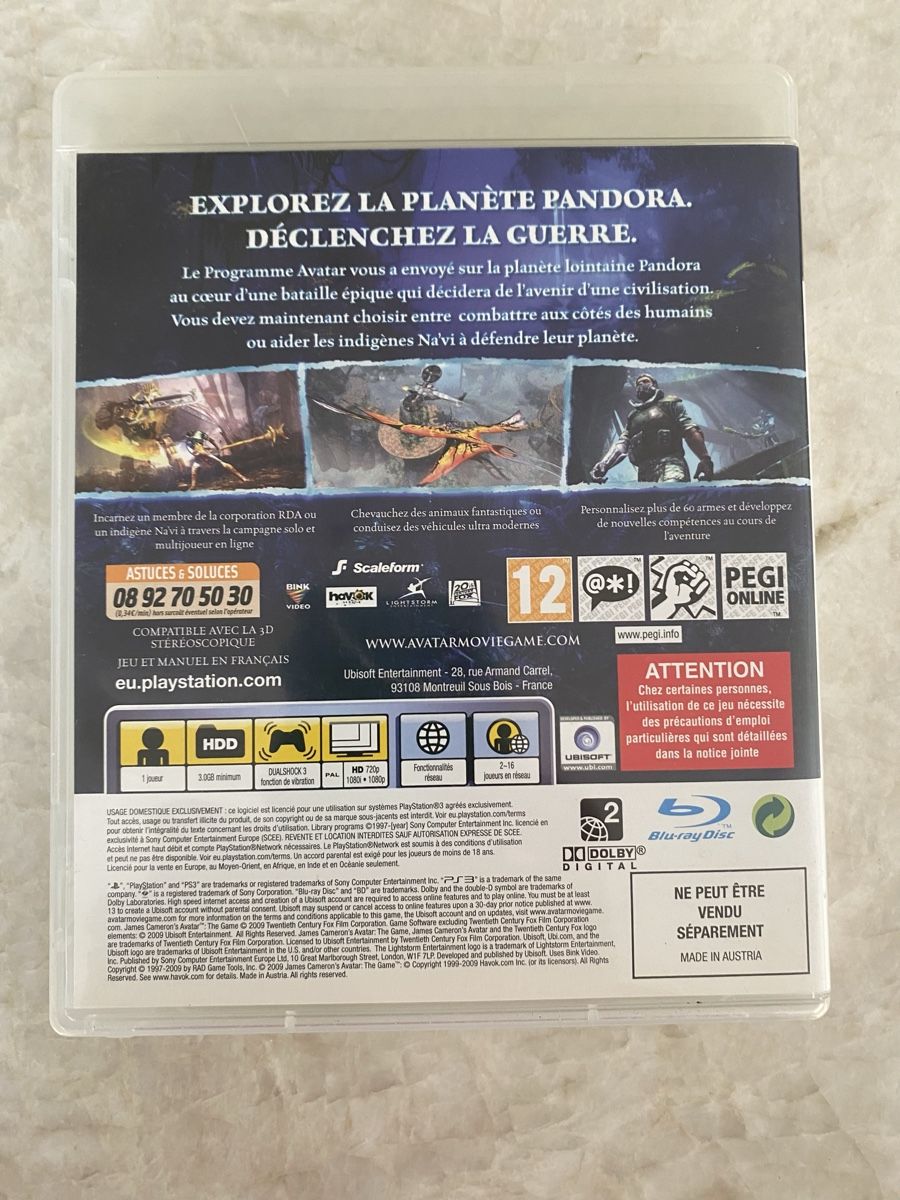 Spiele: Jeu PS3 James Cameron's Avatar The Game neuf – Gebraucht aus Gland von Fanfan479 1