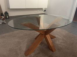AGERBY Couchtisch Glas/Eiche natur