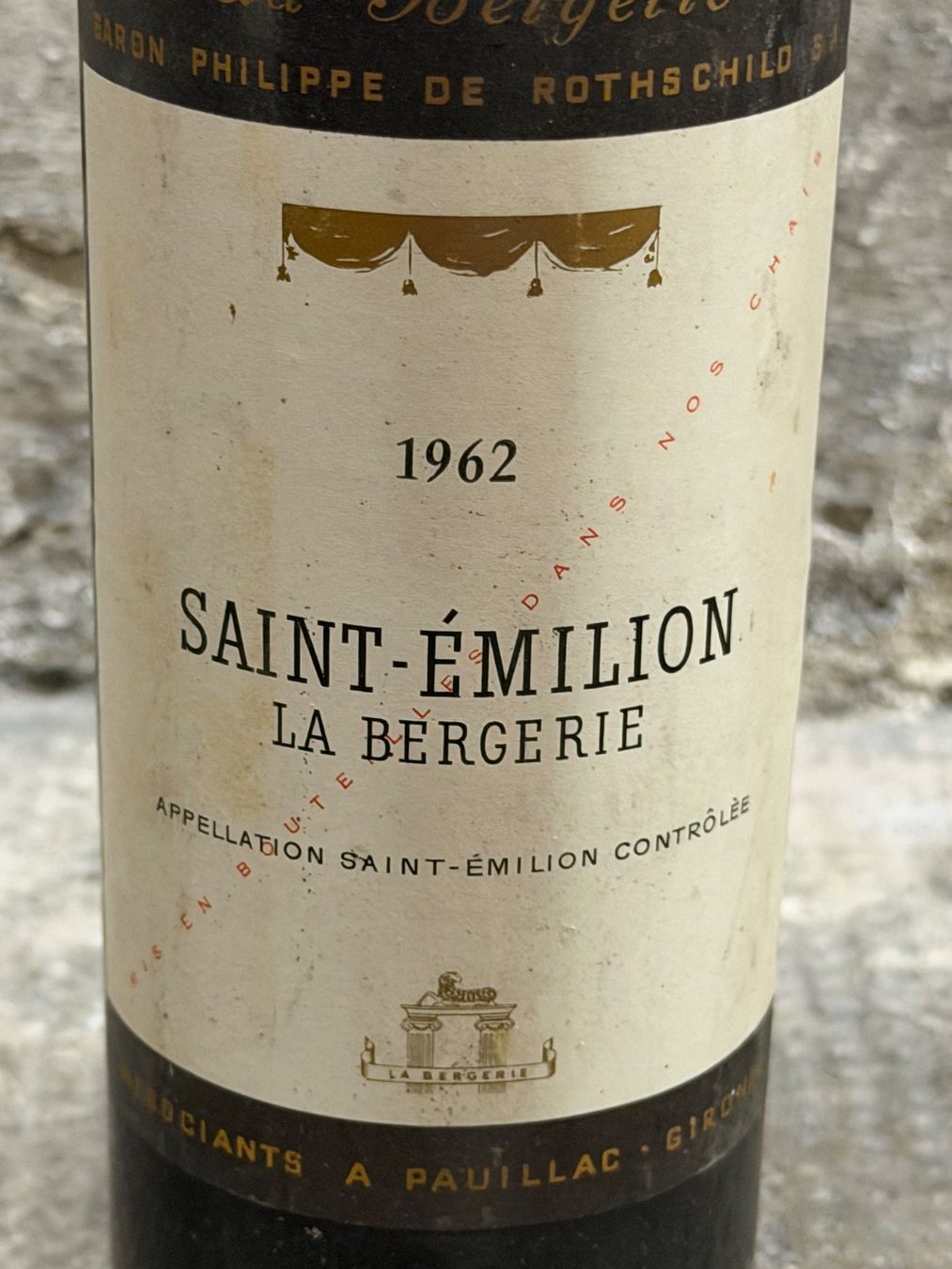 Vino: Saint-Emilion La Bergerie 1962 Baron Philippe de Rothschild – Nuovo (secondo la descrizione) da La Tour-de-Peilz venduto da avediscipule 1