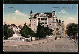 Zürich, Stadthausquai mit Geiserbrunnen