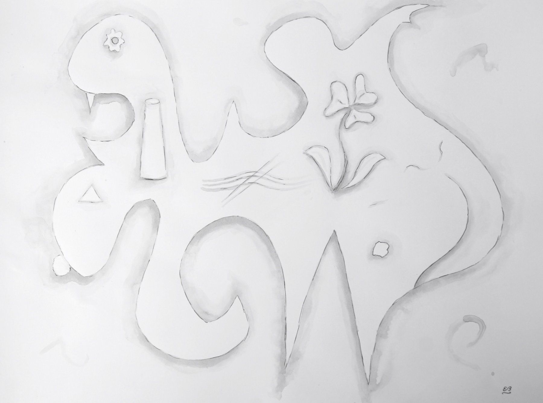 Dipinti: 2 grosse Zeichnungen: Shadow drawing – Usato da Fribourg venduto da erw_68dx