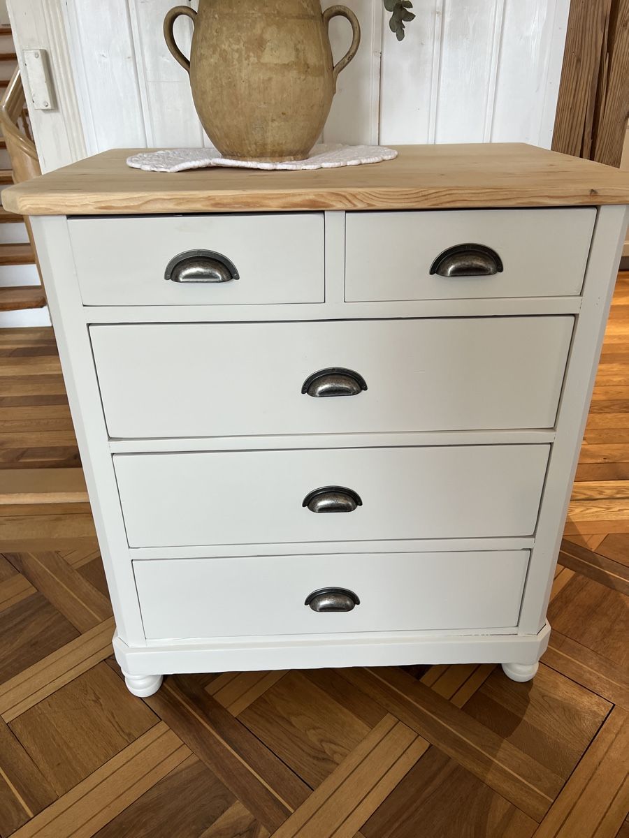 Kommoden: Kommode mit 5 Schubladen sand creme farbig Holz – Gebraucht aus Sirnach von dasrosahaus 1