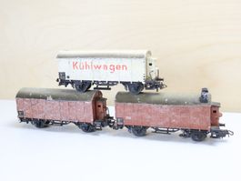 Märklin 3 x Guss Güterwagen 324/320 - Rarität Antik