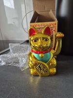Glückskatze Maneki Neko gold neu mit Verpackung