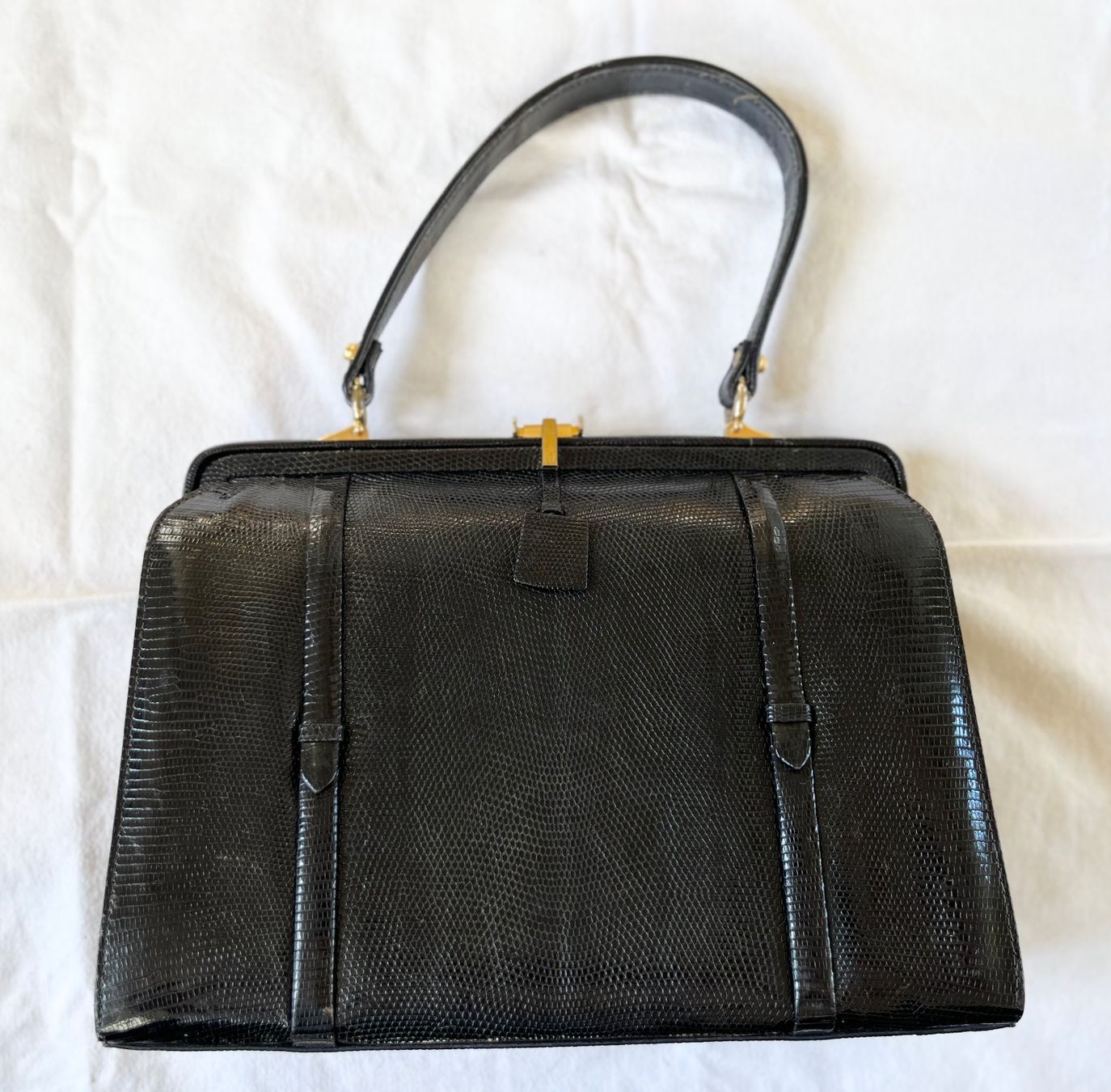 Louis Vuitton Borse da donna: Exklusive Vintage Eidechsen Echtleder Handtasche Schwarz – Usato da Thun venduto da cruznadia 1