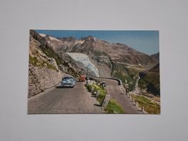 AK Rhone-Gletscher mit Belvédère und Furkastrasse alt