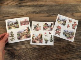 Sticker Aufkleber Scrapbook Sommer Vögel Garten Natur