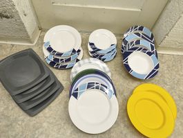 Camping Geschirr aus Melanie und Kunststoff 