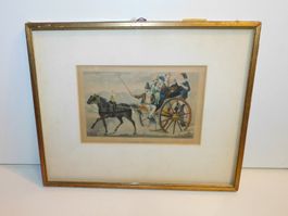 Stich antik - Cabriolet a Naples - Lachard Sculp   28 x 23