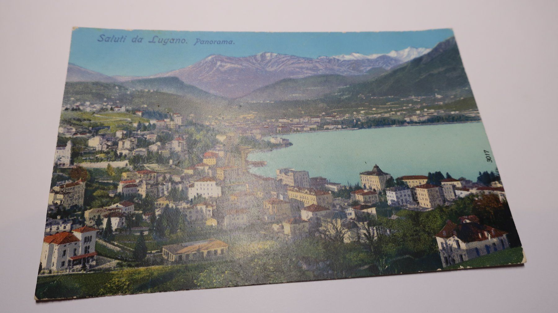 Cartoline postali: Saluti da Lugano  Panorama  N° 3017 – Usato da Cormoret venduto da Pascalll2001 1