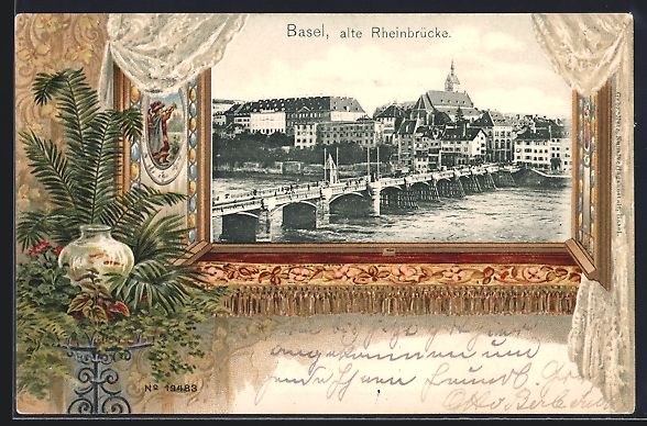 Ansichtskarten: Passepartout-Lithographie Basel, Alte Rh – Gebraucht aus Berlin von bartko-reher