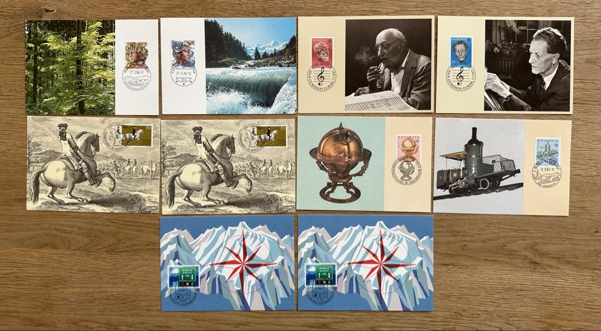 Tutti i francobolli: Schweiz - 10 Maximumkarten schönes Lot – Usato da Schmitten / FR venduto da Samsara169