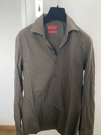HUGO Boss Herrenhemd Slim Fit, Olivgrün, Gr. 40