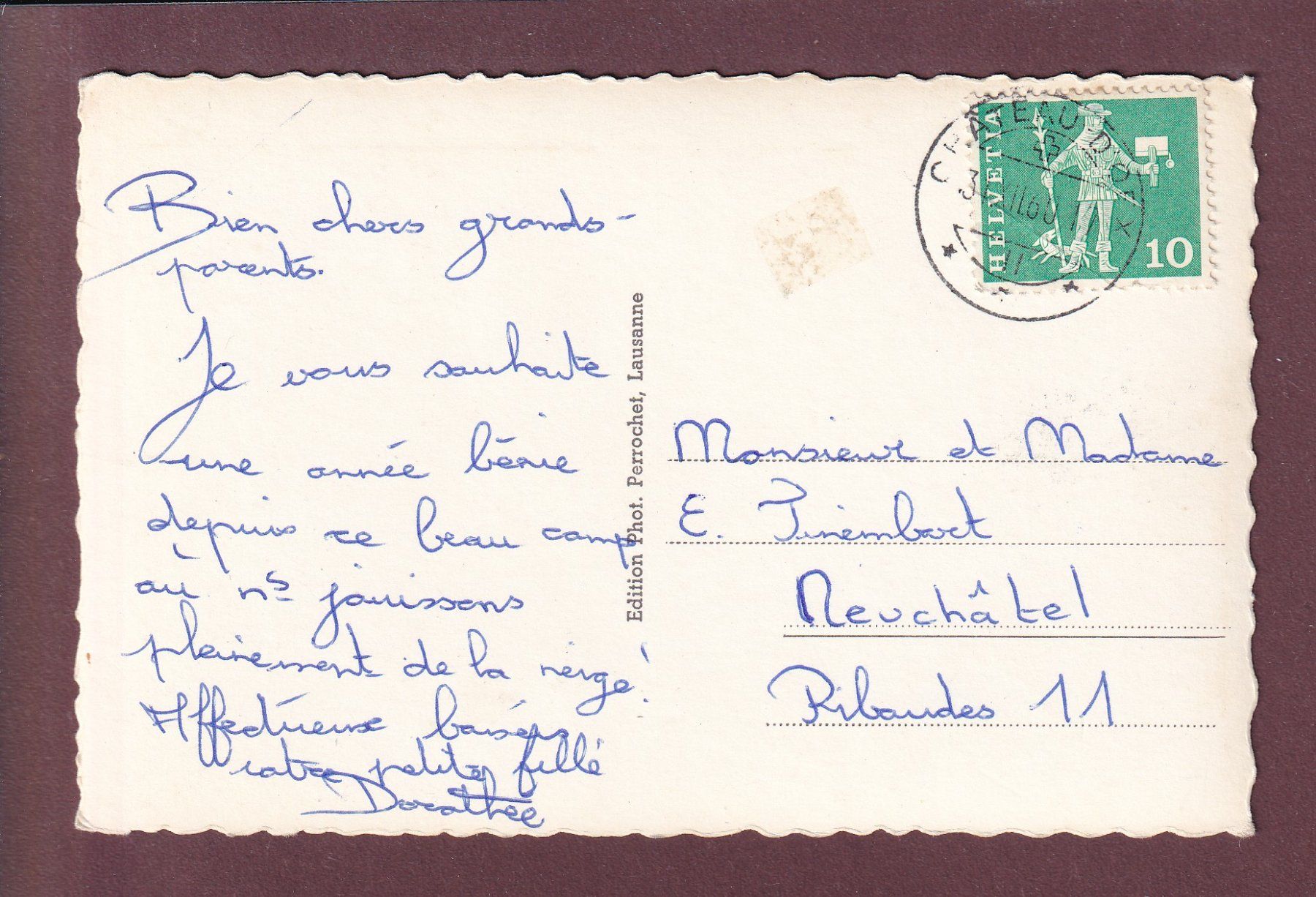 Cartoline postali: CHÂTEAU D'OEX en hiver - 1960 – Usato da Pully venduto da nicecards 1