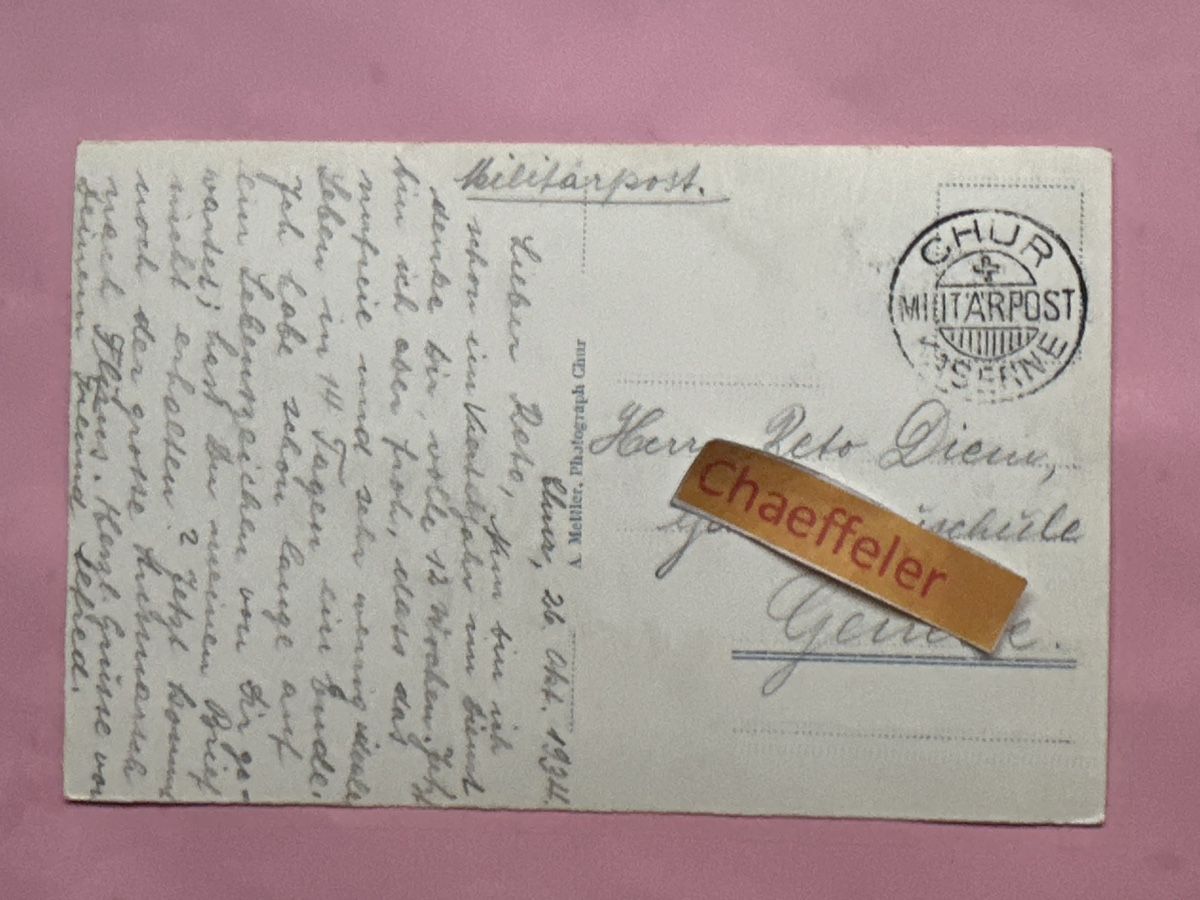 Cartoline postali: 1934. 25. Chur Kaserne – Usato da Zürich venduto da Chaeffeler 1