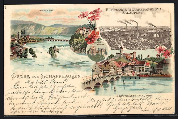 Cartoline postali: Litho Schaffhausen, Rheinfall, Munoth, S – Usato da Berlin venduto da bartko-reher