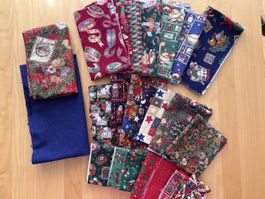 Lot de tissus patchwork motifs Noël