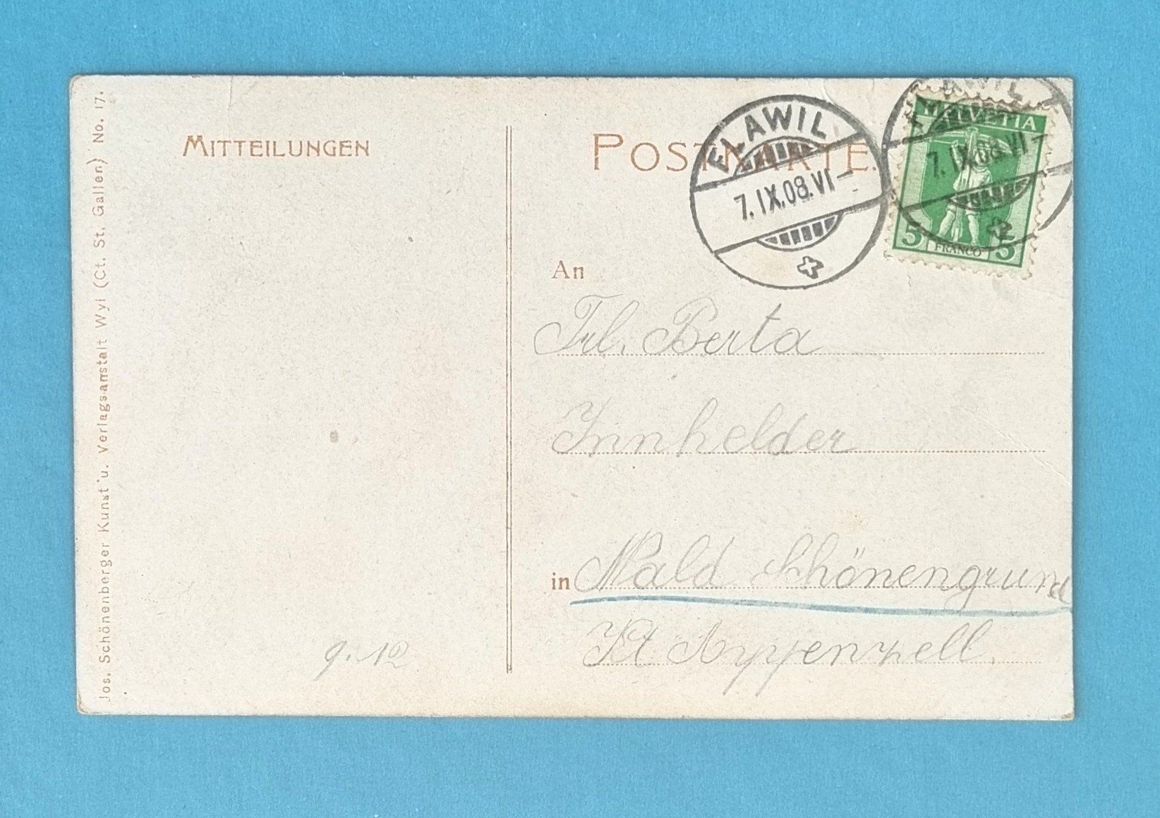 Cartoline postali: Flawil - Bahnhof - Fabrik -  Bahnofstrasse - 1908 – Usato da Rothrist venduto da RROENK 1