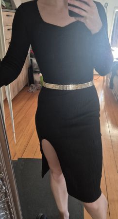 Schickes, geripptes Kleid in Schwarz, Grösse 36, Herbst 🍁