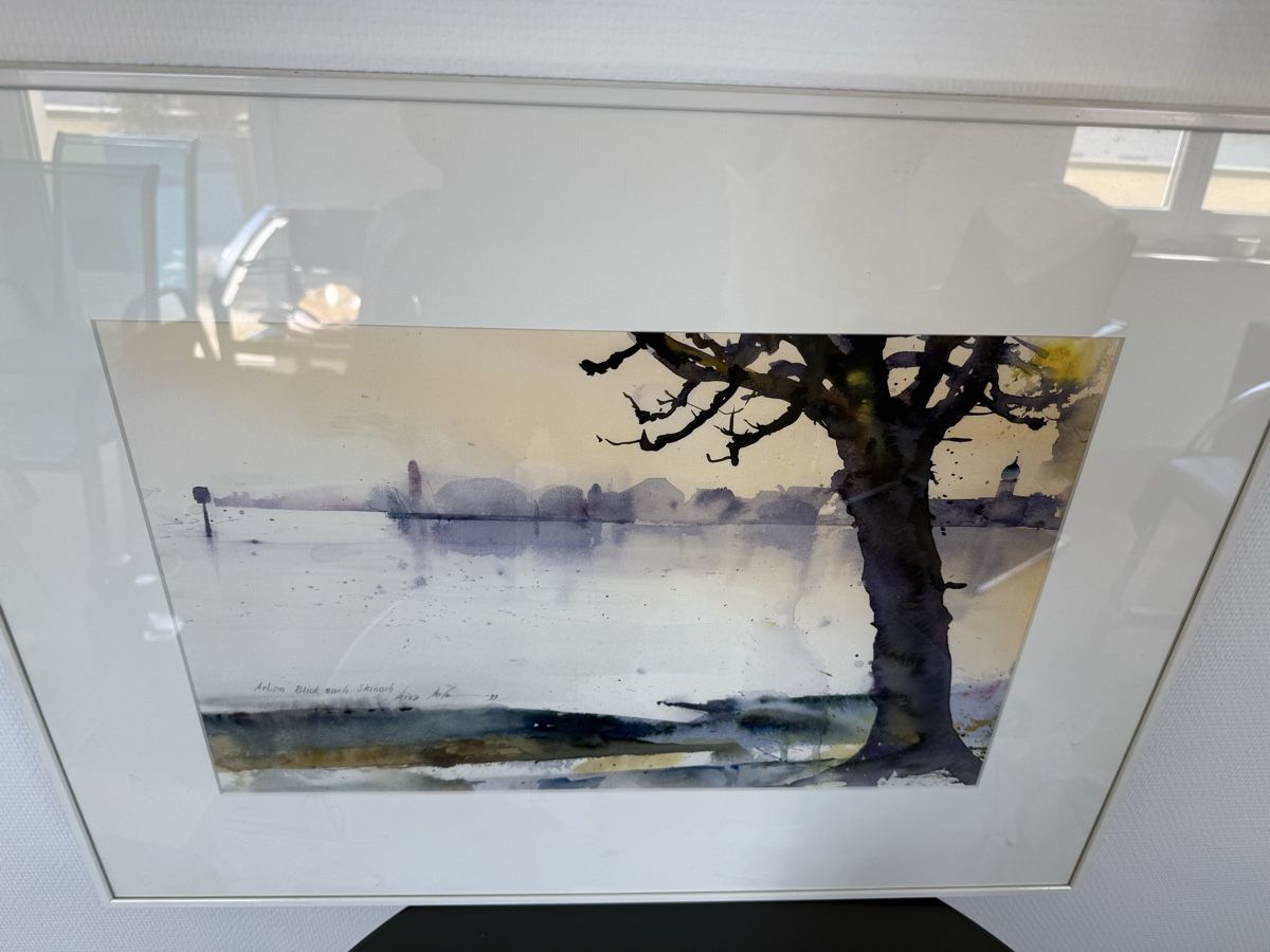 Gemälde: Original Aquarell, Arbon Blick nach Steinach, 1999 – Gebraucht aus Arbon von Jelmo