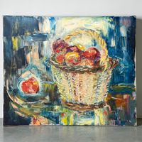 Superbe nature morte impasto à l'huile sur toile.