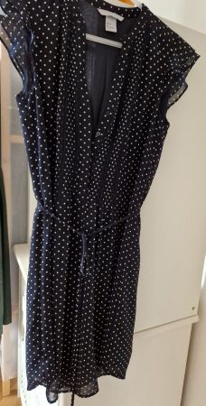 Blusenkleid mit polka dots marine/weiss