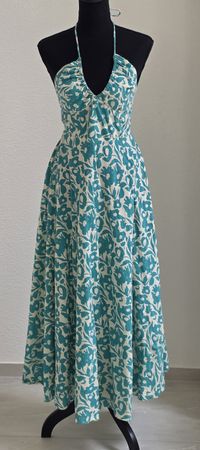 Schönes Sommerkleid Grösse  S/M/L türkis-weiss gemustert