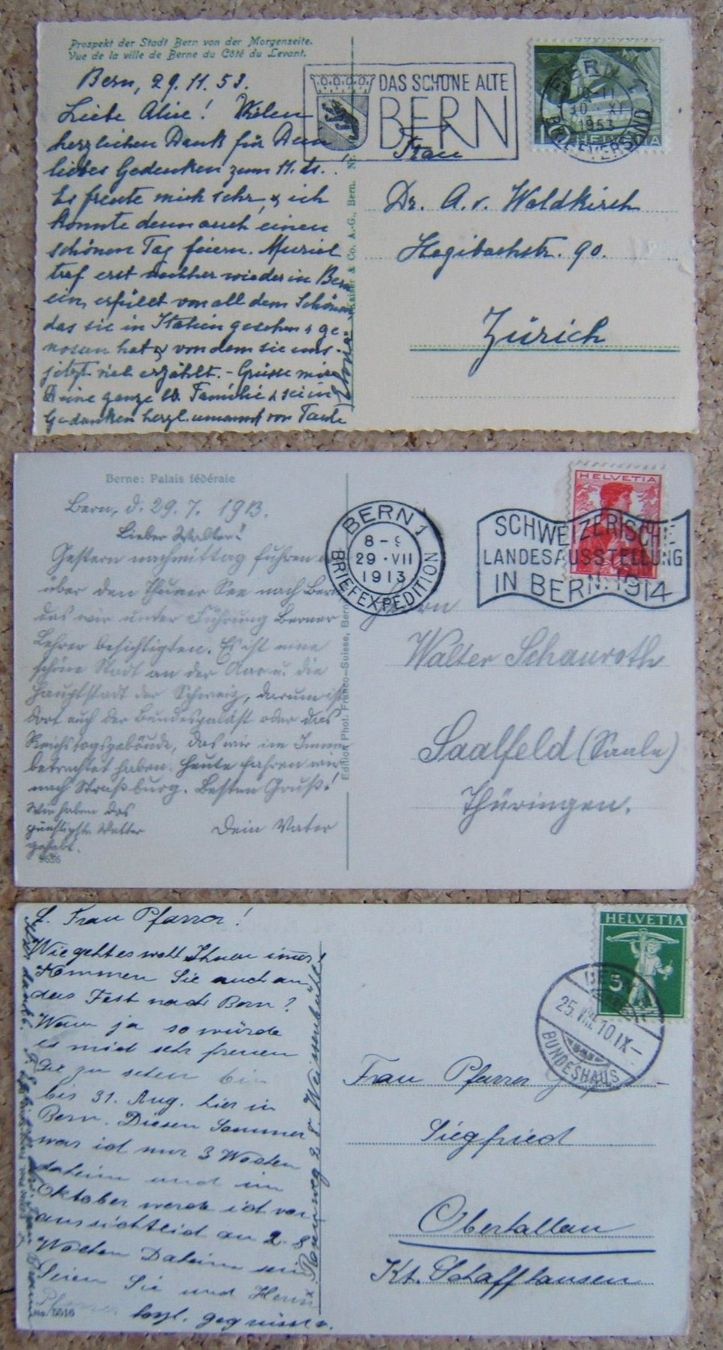 Cartoline postali: 7 AK BERN 1905 - 1953 – Usato da Brunnen venduto da Nonne04 4