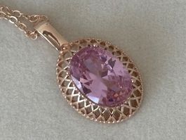 Luxus Elegante Zirkonia Kette Farbe: Rosa