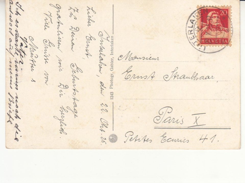 Cartoline postali: Interlaken 1925 – Usato da Bürglen TG venduto da StampGraf 1