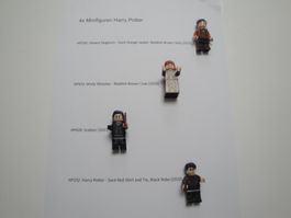 LEGO Harry Potter 4x Minifiguren gemäss Bilder