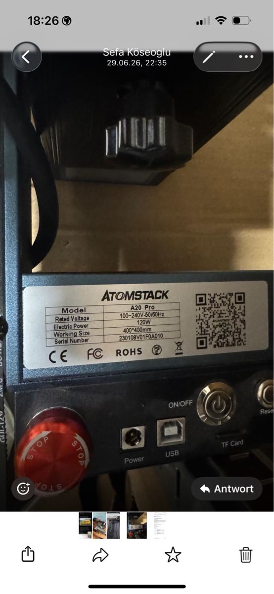 Atomstack Alle Maschinen: Atomstack A20 pro / Electic Power 120W – Neu (gemäss Beschreibung) aus Rorschacherberg von okt_l7xj 1