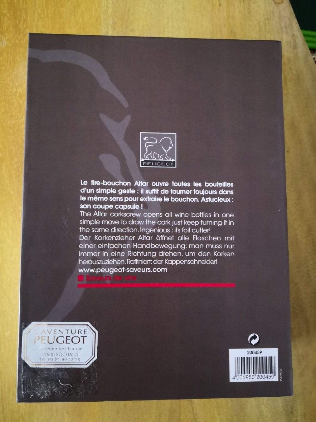 Libri: Tire-bouchon Peugeot Altar – Nuovo e nell'imballaggio originale da Engollon venduto da Winters91 1