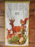 Vintage Stoff Kalender 1975 Waldtiere