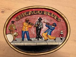 Vintage Chicago Blues Wandschild-Relief  Perfekte Pub Deko