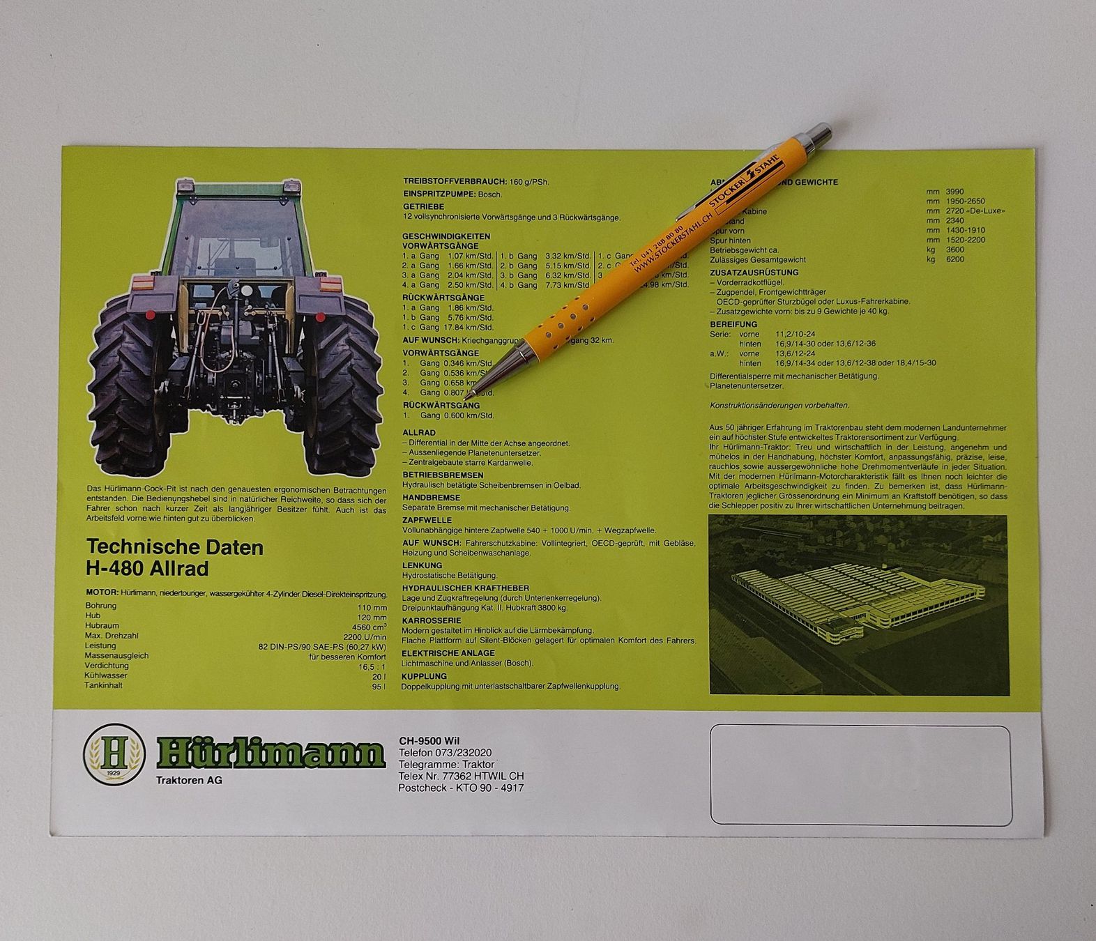 Documenti: Prospekt Traktor Hürlimann H 480 – Usato da Schenkon venduto da Elbarto007 1