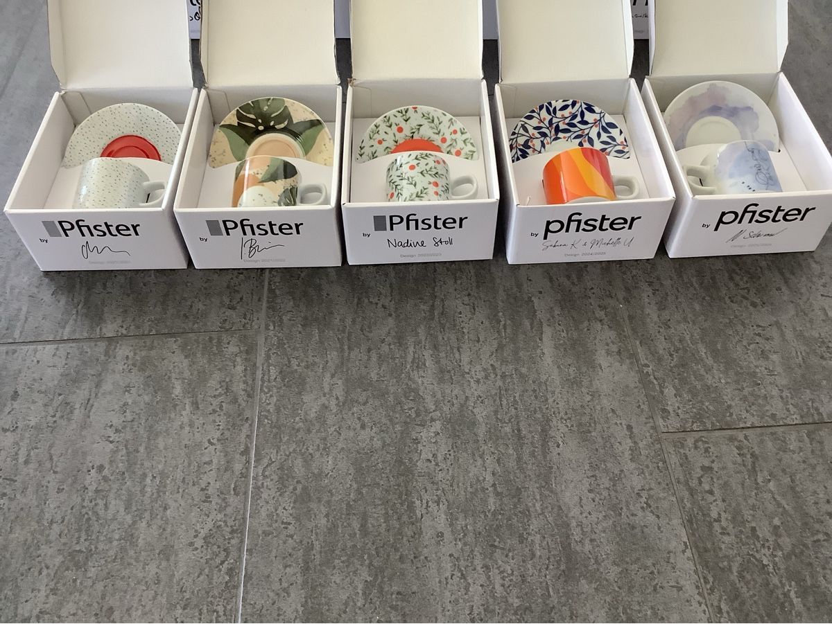 Pfister Tazze: 10 Espresso Tassen Pfister Design – Nuovo e nell'imballaggio originale da Zürich venduto da Ravnjes 1