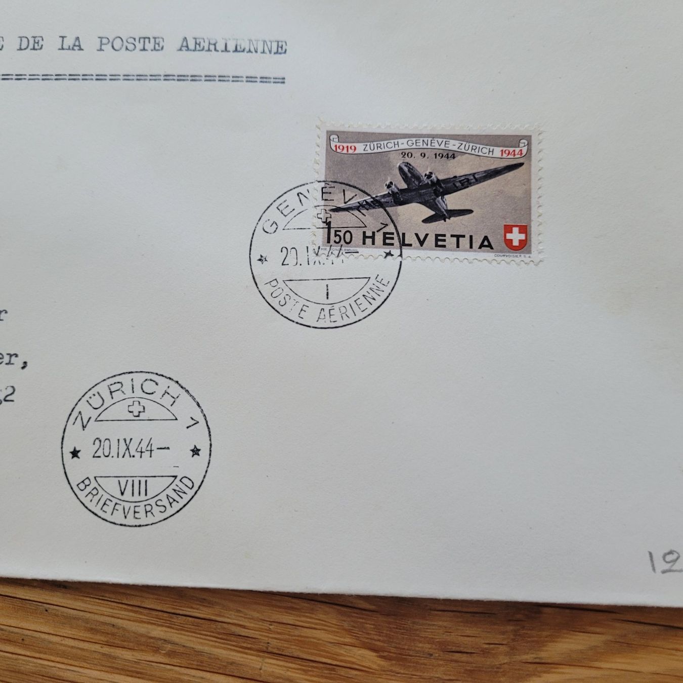 Tutti i francobolli: Luftpost Brief 1944 Zürich Genève – Usato da Biel/Bienne venduto da Destockweb 1