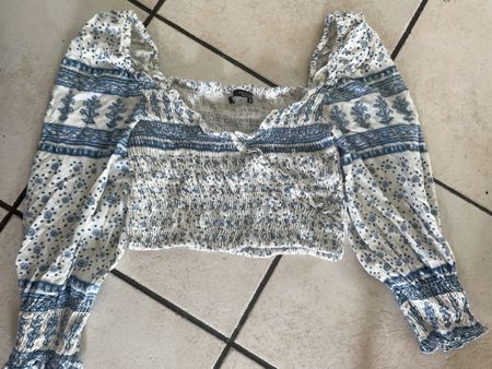 Zara Blu/Weiss Carmen-Bluse Gr M Sommerlich 